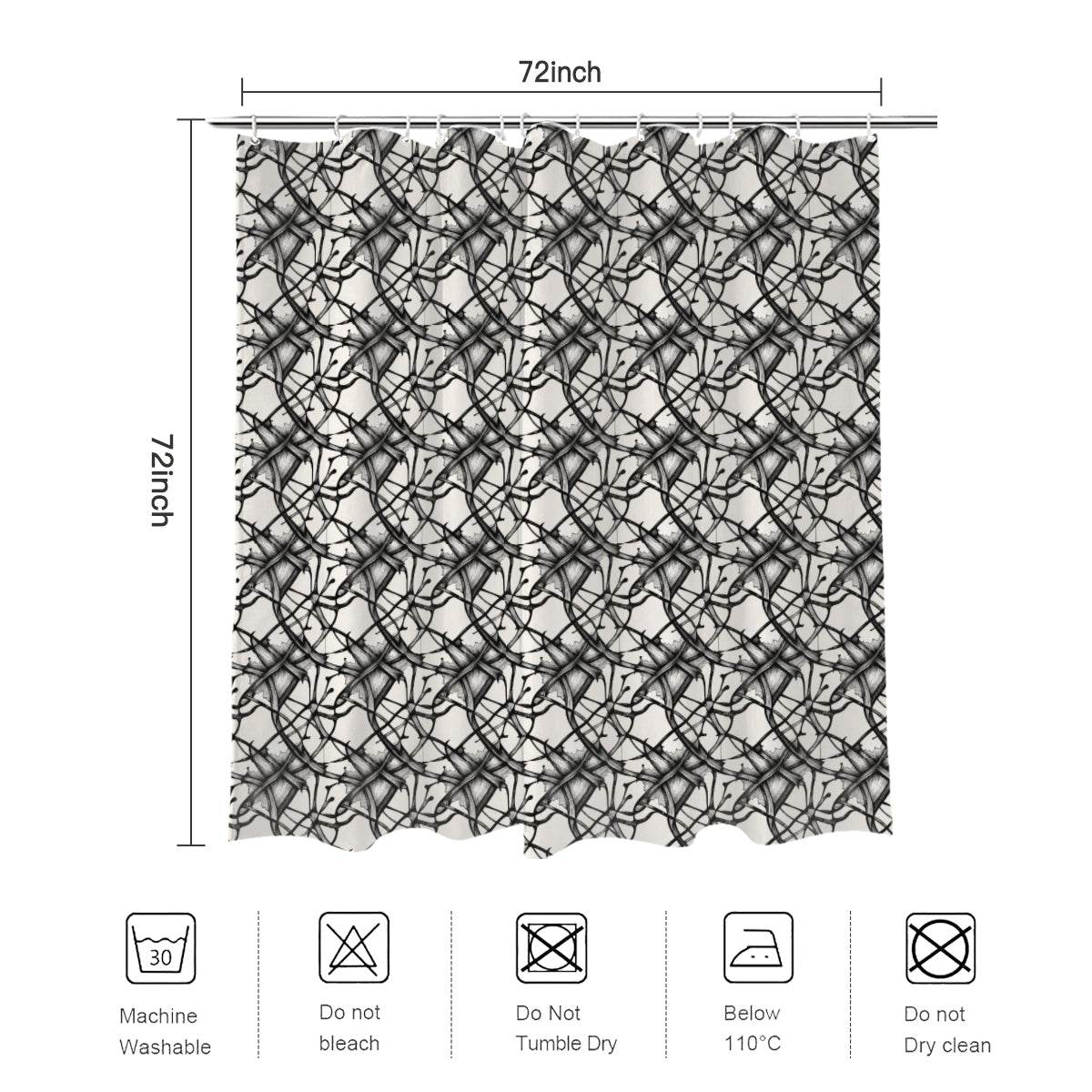 Floral Ink Bathroom Four-Piece Set(Shower Curtain + Toilet Cover Mat + Toilet Foot Mat + Floor Mat)| Polyester - DeRose Seasonal