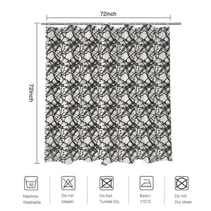 Floral Ink Bathroom Four-Piece Set(Shower Curtain + Toilet Cover Mat + Toilet Foot Mat + Floor Mat)| Polyester - DeRose Seasonal