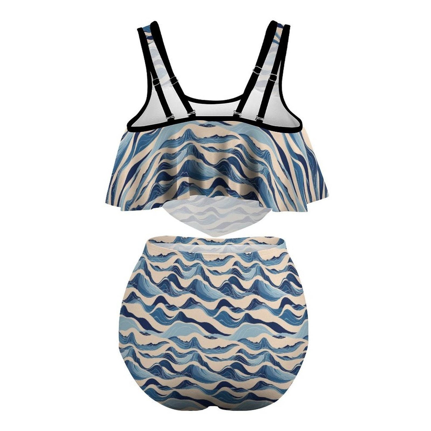 Plus Size Women's Blue Waves Two-piece Swimsuit - DeRose Seasonal