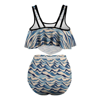 Plus Size Women's Blue Waves Two-piece Swimsuit - DeRose Seasonal