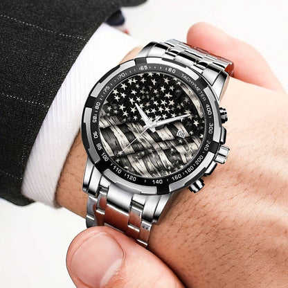 Battered American Flag Silver Watch - DeRose Seasonal
