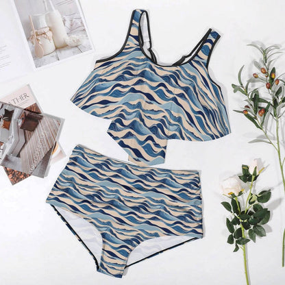 Plus Size Women's Blue Waves Two-piece Swimsuit - DeRose Seasonal