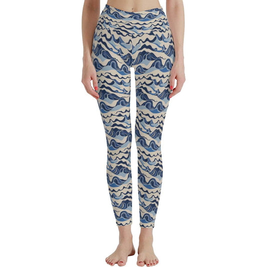 Abstract Waves Women's Polyester Yoga pants Leggings - DeRose Seasonal