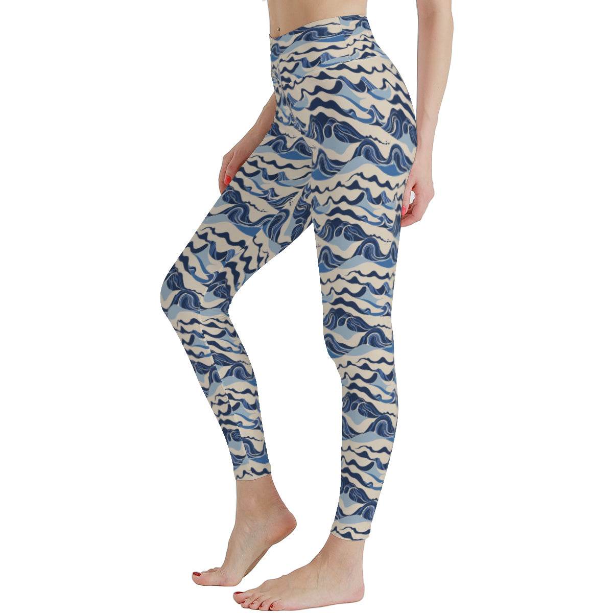 Abstract Waves Women's Polyester Yoga pants Leggings - DeRose Seasonal