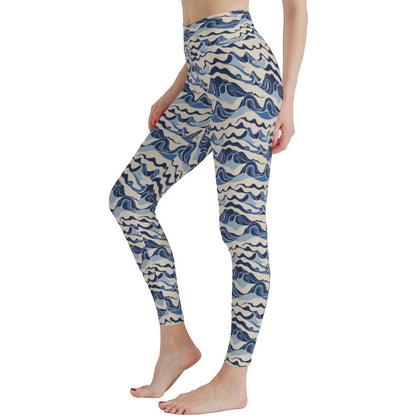 Abstract Waves Women's Polyester Yoga pants Leggings - DeRose Seasonal