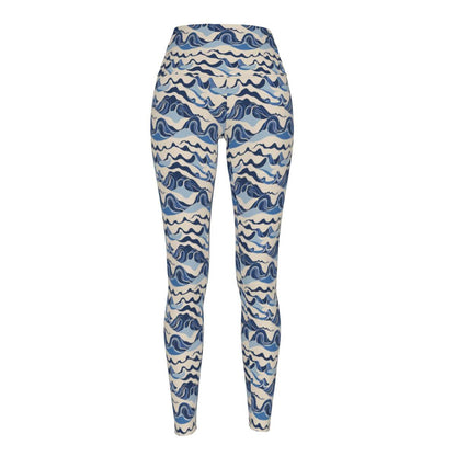 Abstract Waves Women's Polyester Yoga pants Leggings - DeRose Seasonal