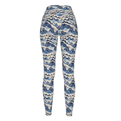 Abstract Waves Women's Polyester Yoga pants Leggings - DeRose Seasonal