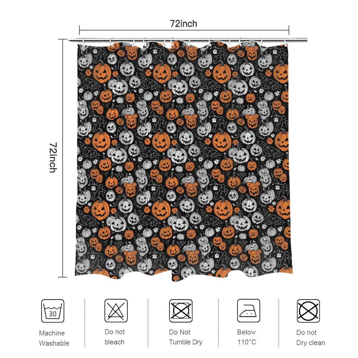 Jack-O-Lanterns Bathroom Four-Piece Set(Shower Curtain + Toilet Cover Mat + Toilet Foot Mat + Floor Mat)| Polyester - DeRose Seasonal