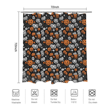 Jack-O-Lanterns Bathroom Four-Piece Set(Shower Curtain + Toilet Cover Mat + Toilet Foot Mat + Floor Mat)| Polyester - DeRose Seasonal