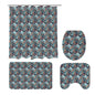 Abstract Breeze Bathroom Four-Piece Set(Shower Curtain + Toilet Cover Mat + Toilet Foot Mat + Floor Mat)| Polyester - DeRose Seasonal