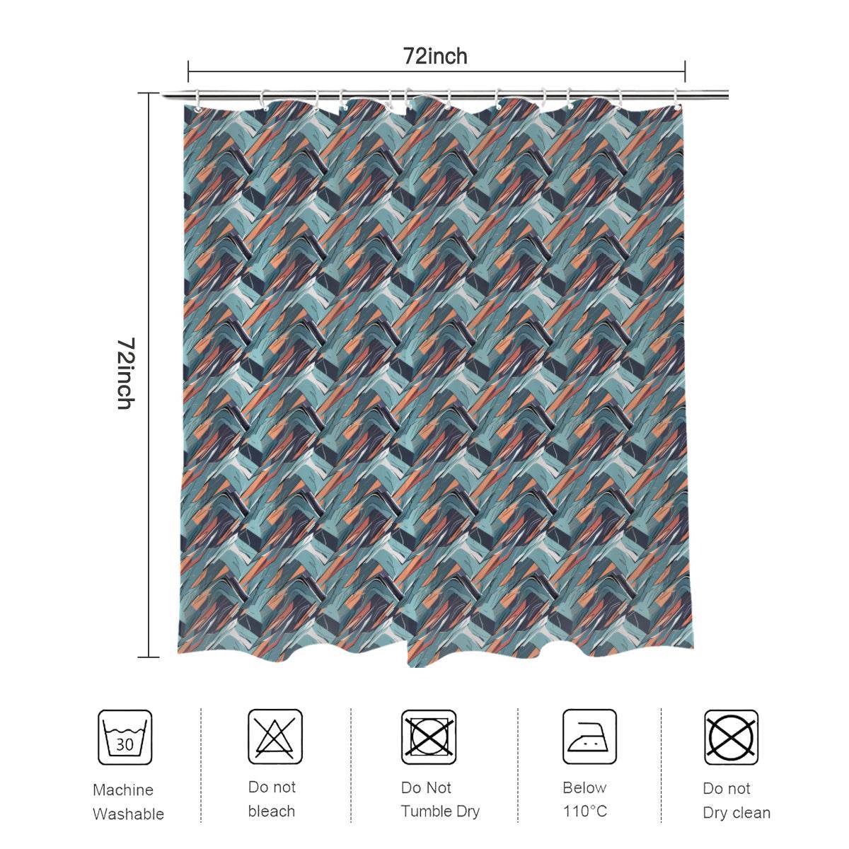Abstract Breeze Bathroom Four-Piece Set(Shower Curtain + Toilet Cover Mat + Toilet Foot Mat + Floor Mat)| Polyester - DeRose Seasonal
