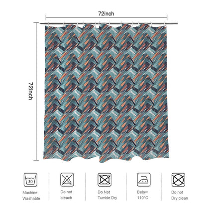 Abstract Breeze Bathroom Four-Piece Set(Shower Curtain + Toilet Cover Mat + Toilet Foot Mat + Floor Mat)| Polyester - DeRose Seasonal