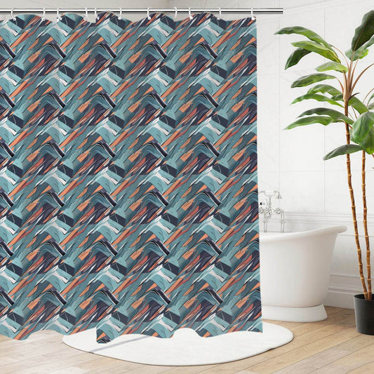 Abstract Breeze Bathroom Four-Piece Set(Shower Curtain + Toilet Cover Mat + Toilet Foot Mat + Floor Mat)| Polyester - DeRose Seasonal