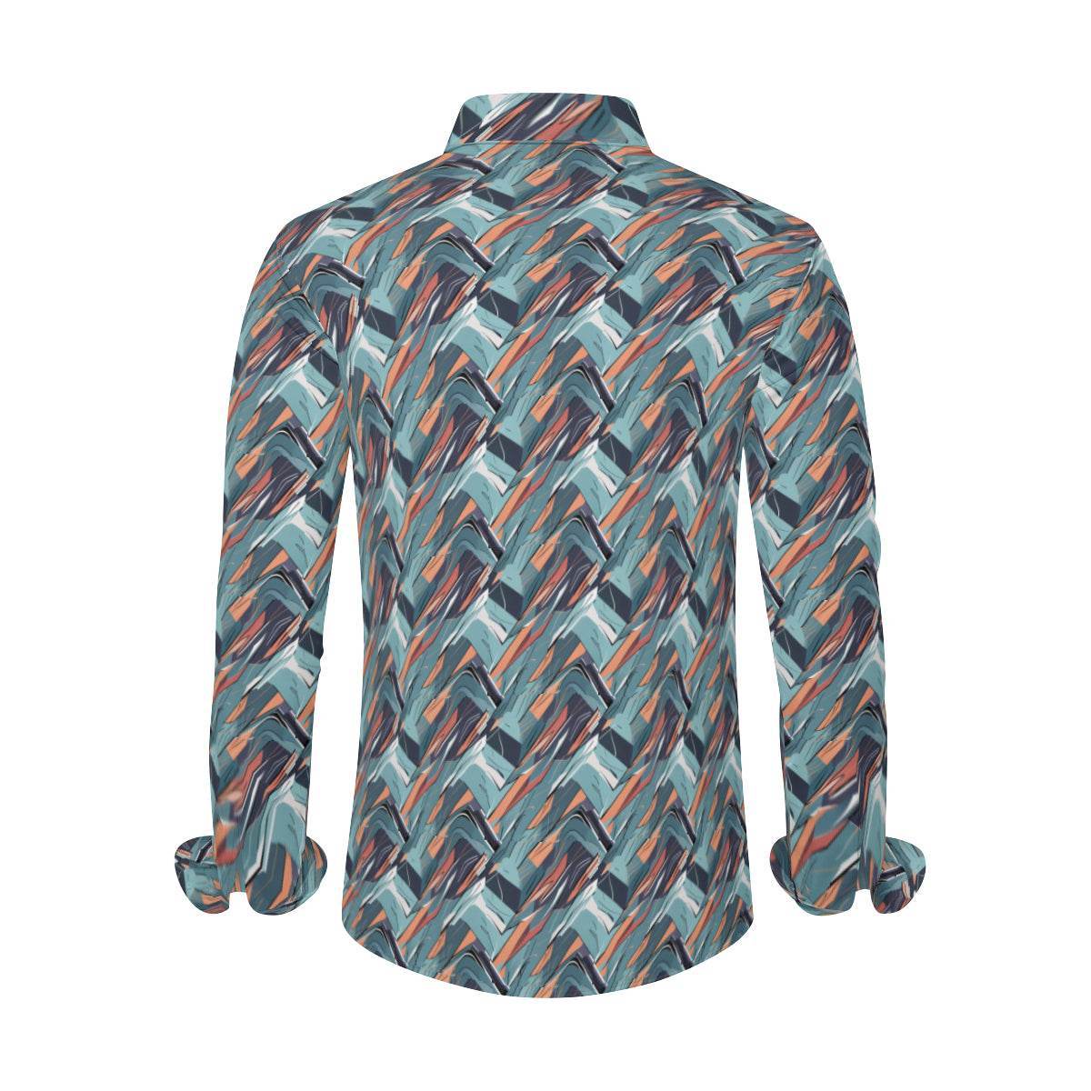 Abstract Breeze Men's Classic Long-Sleeved Button up Polyester Dress Shirt - DeRose Seasonal