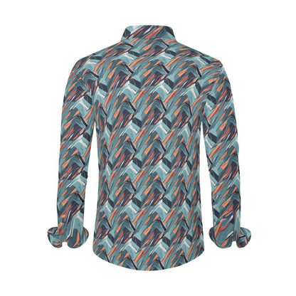 Abstract Breeze Men's Classic Long-Sleeved Button up Polyester Dress Shirt - DeRose Seasonal