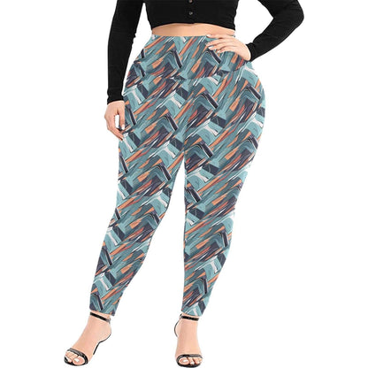 Abstract Breeze Women's Plus Size High Waited Leggings Women's High Waist Leggings(Plus Size)(ModelL45) - DeRose Seasonal