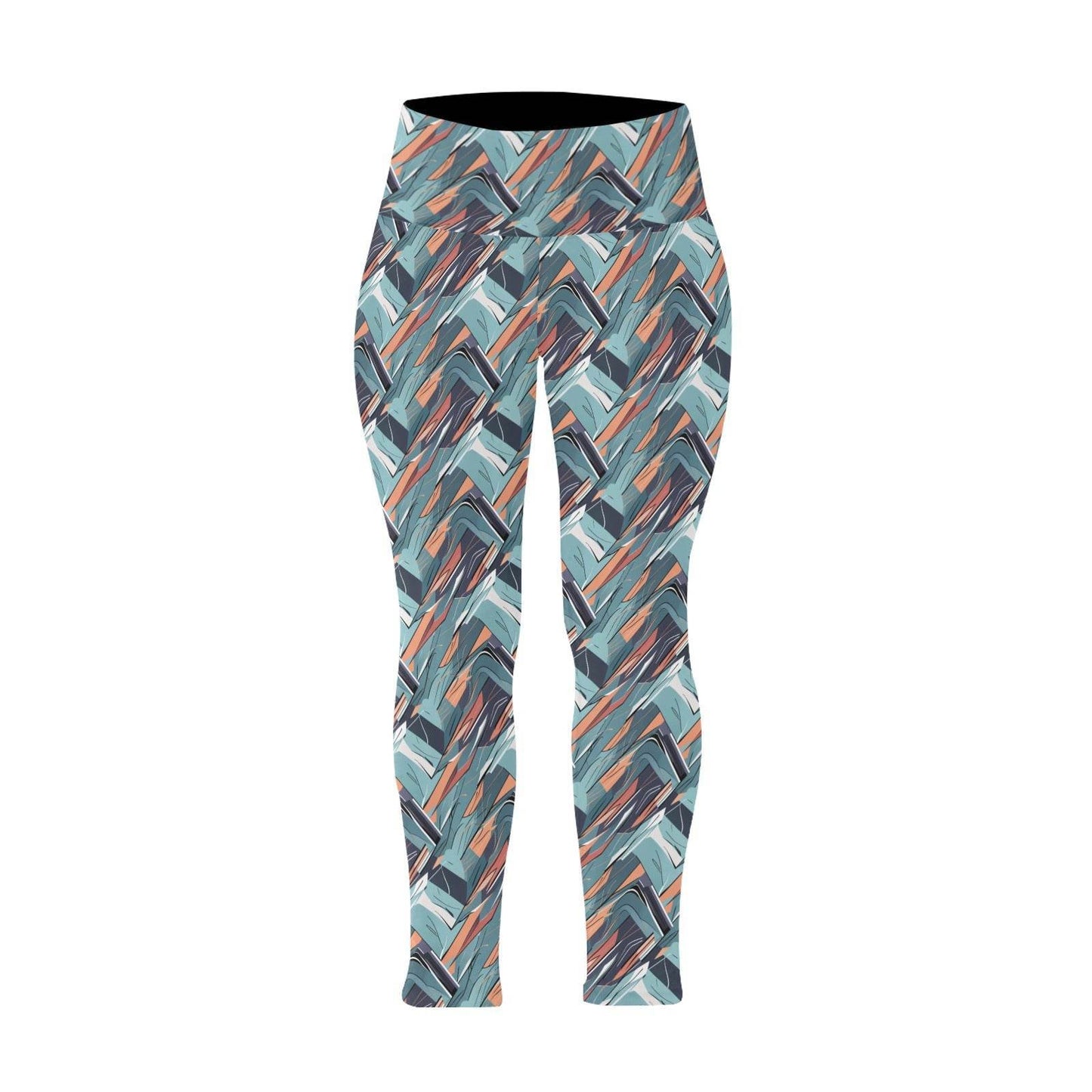 Abstract Breeze Women's Plus Size High Waited Leggings Women's High Waist Leggings(Plus Size)(ModelL45) - DeRose Seasonal
