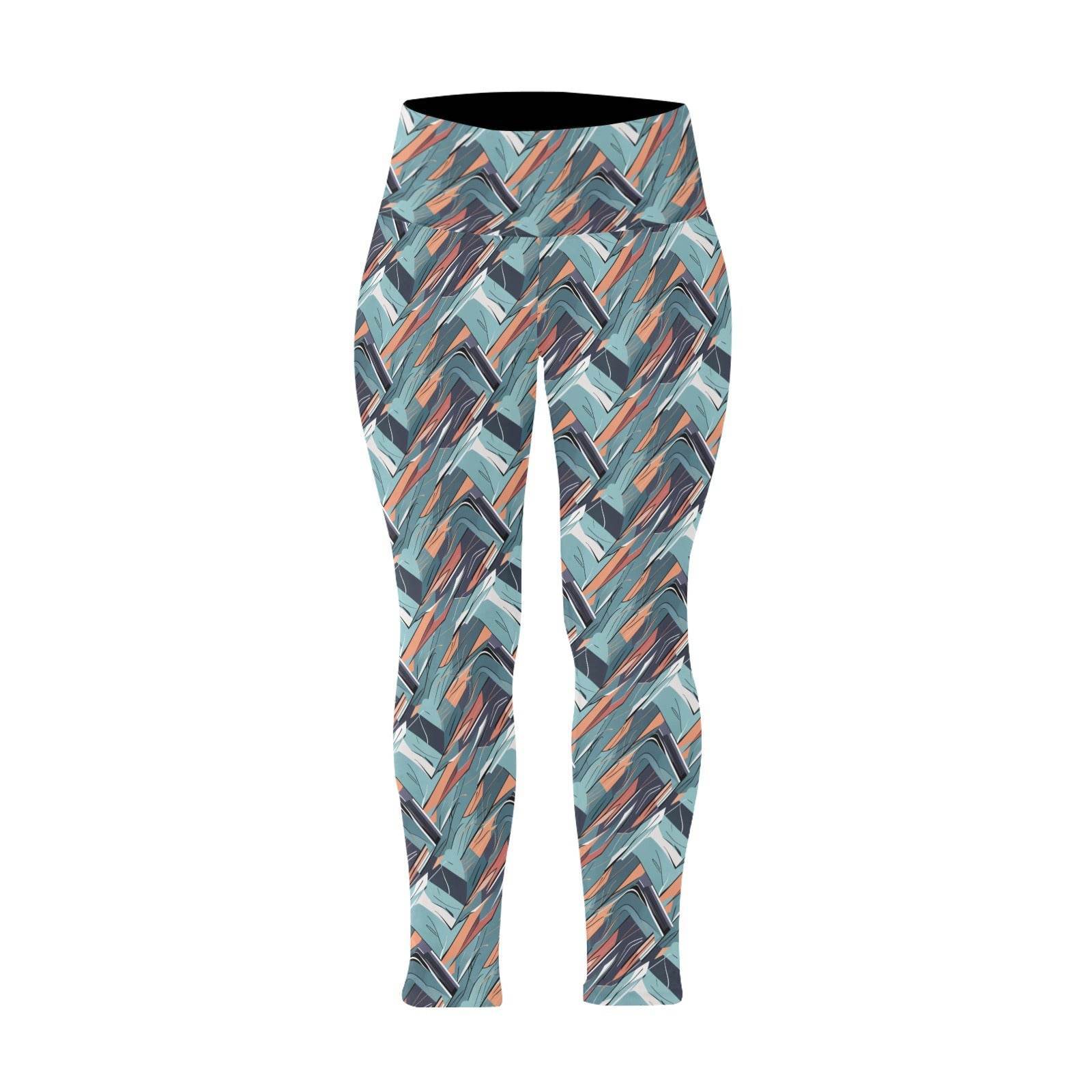 Abstract Breeze Women's Plus Size High Waited Leggings Women's High Waist Leggings(Plus Size)(ModelL45) - DeRose Seasonal