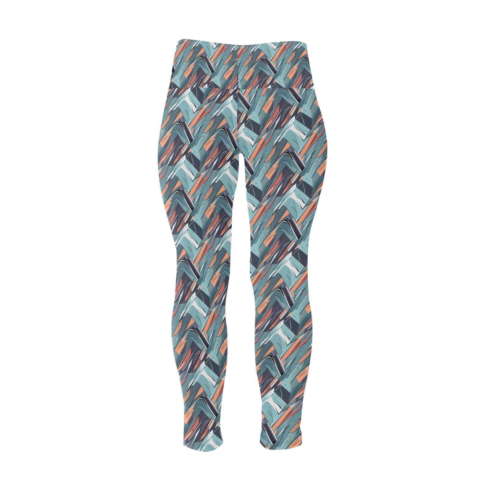 Abstract Breeze Women's Plus Size High Waited Leggings Women's High Waist Leggings(Plus Size)(ModelL45) - DeRose Seasonal