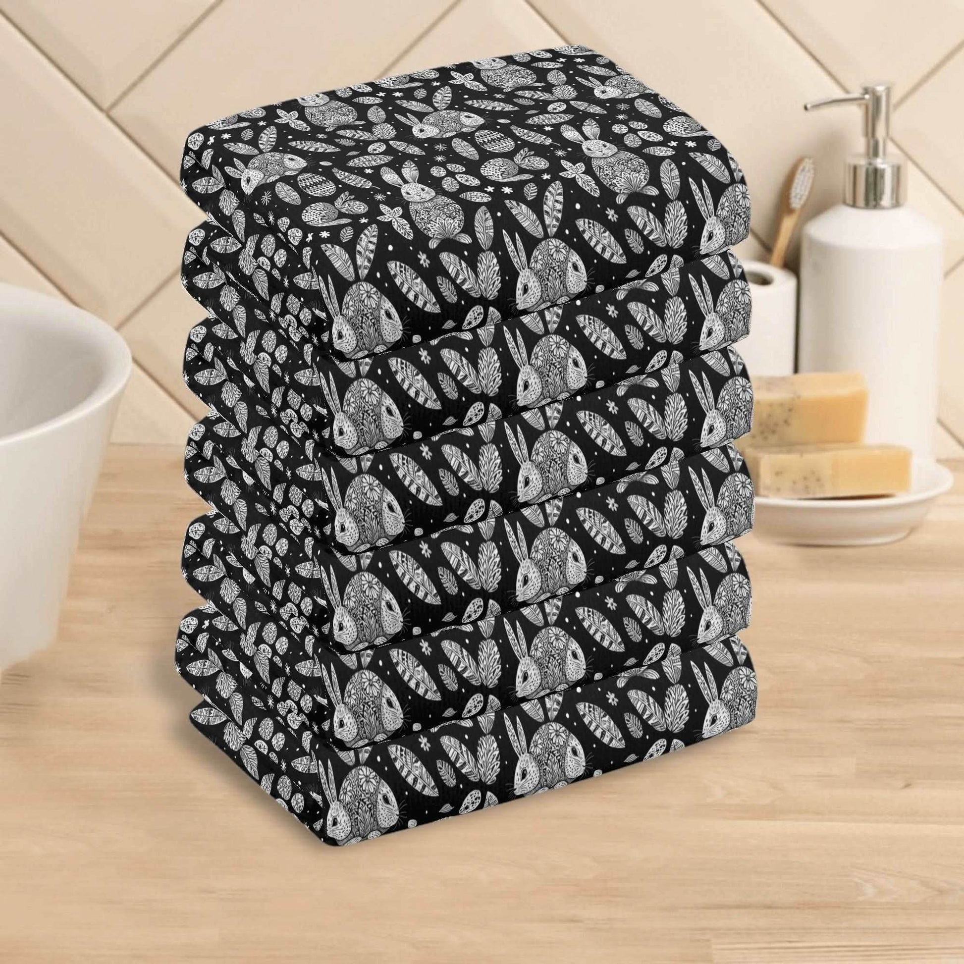 Abstract Bunny Hand Towels (6 Pcs) - DeRose Seasonal