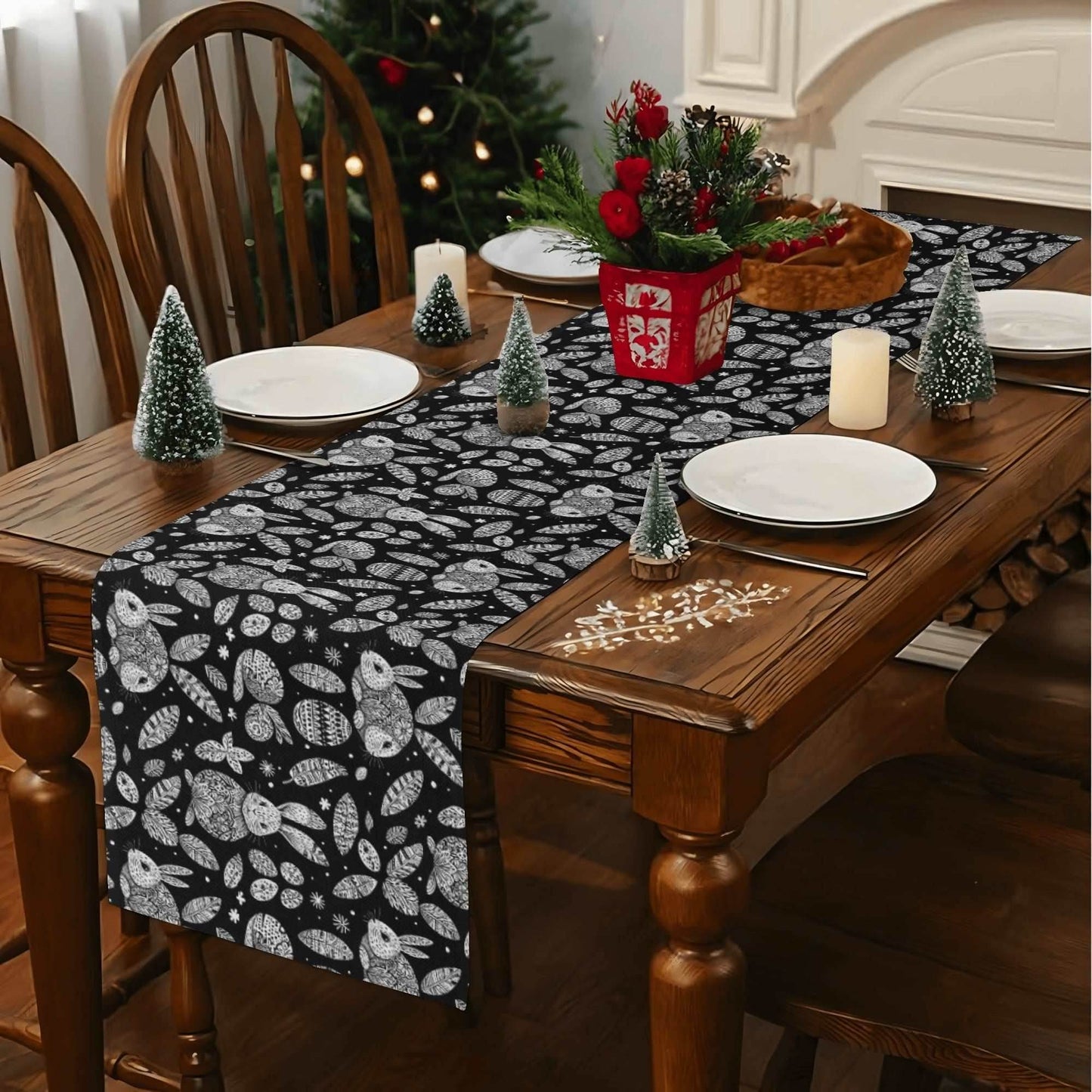 Abstract Bunny Polyester Table Runner - DeRose Seasonal