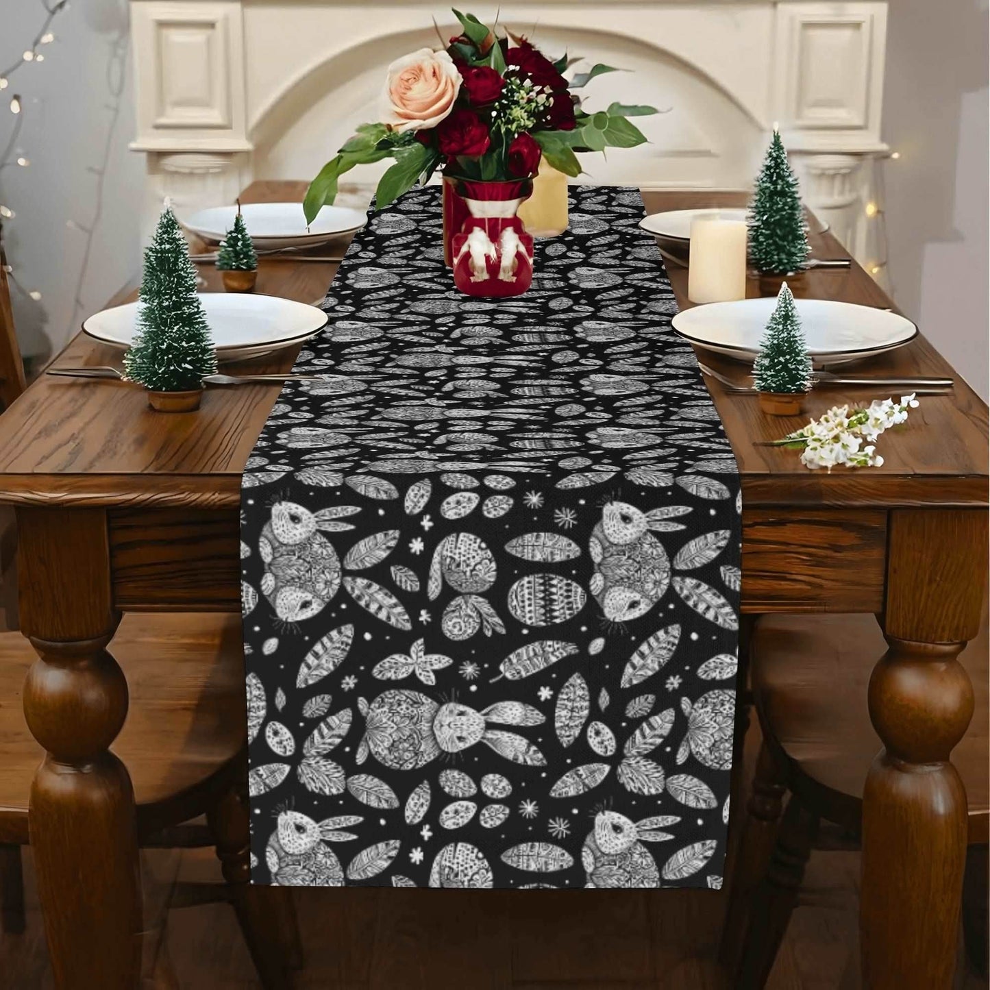Abstract Bunny Polyester Table Runner - DeRose Seasonal