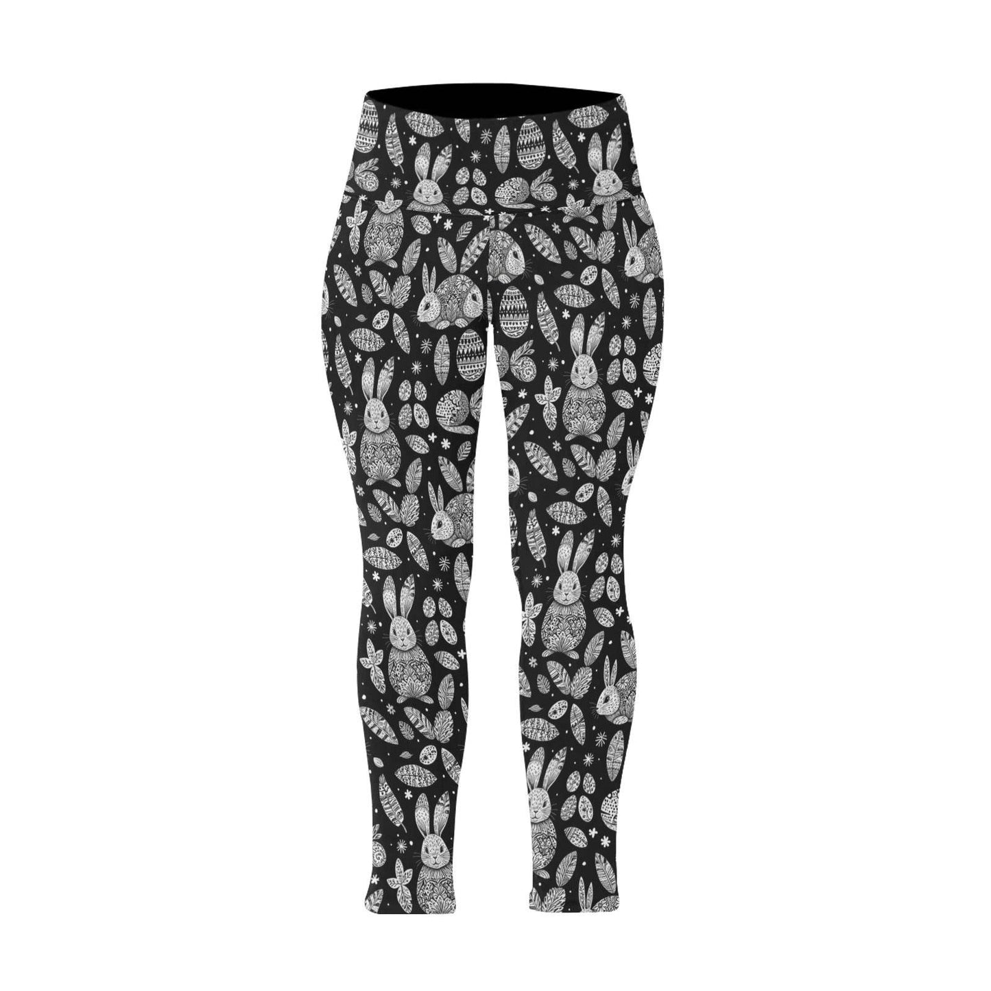 Abstract Bunny Women's Plus Size High Waited Leggings Women's High Waist Leggings(Plus Size)(ModelL45) - DeRose Seasonal