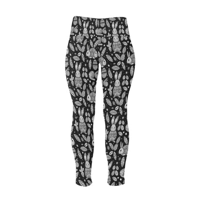 Abstract Bunny Women's Plus Size High Waited Leggings Women's High Waist Leggings(Plus Size)(ModelL45) - DeRose Seasonal