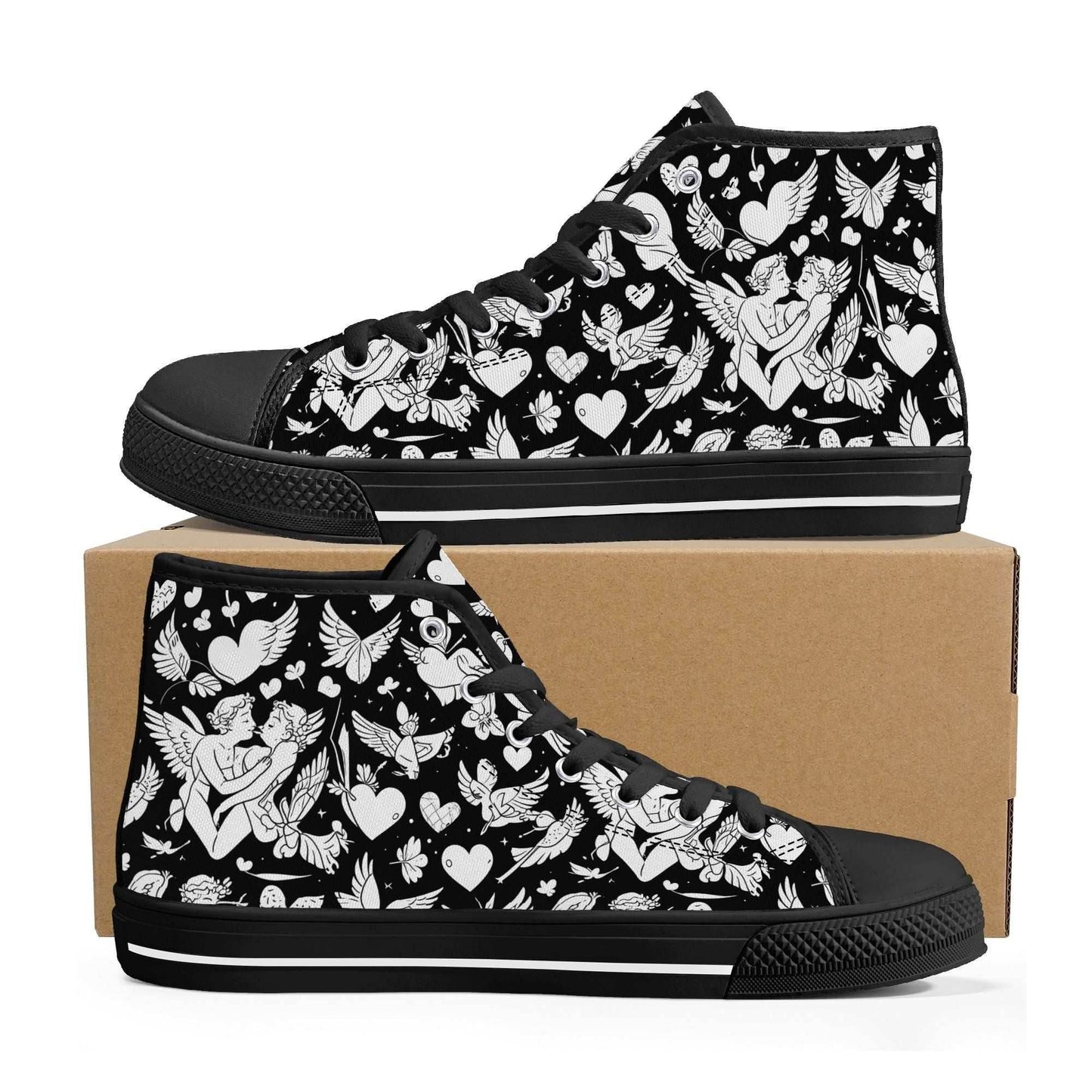 Abstract Love Men's High Top Canvas Shoes - DeRose Seasonal