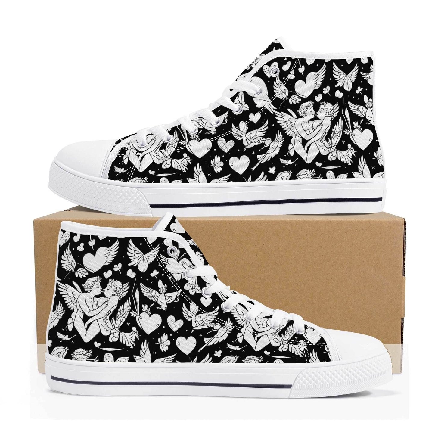 Abstract Love Men's High Top Canvas Shoes - DeRose Seasonal