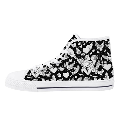 Abstract Love Men's High Top Canvas Shoes - DeRose Seasonal
