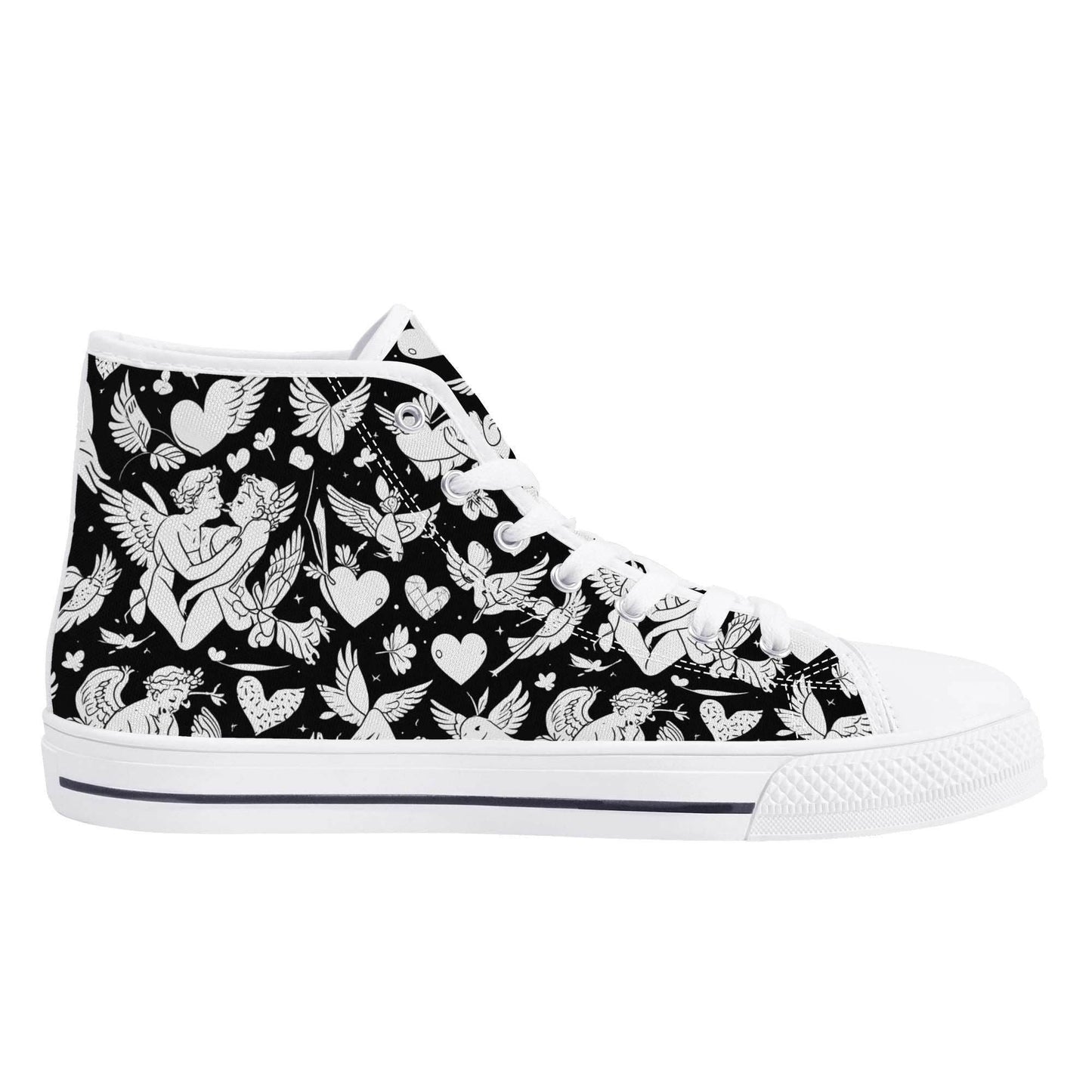 Abstract Love Women's High Top Canvas Shoes - DeRose Seasonal