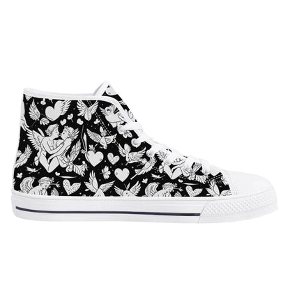 Abstract Love Women's High Top Canvas Shoes - DeRose Seasonal