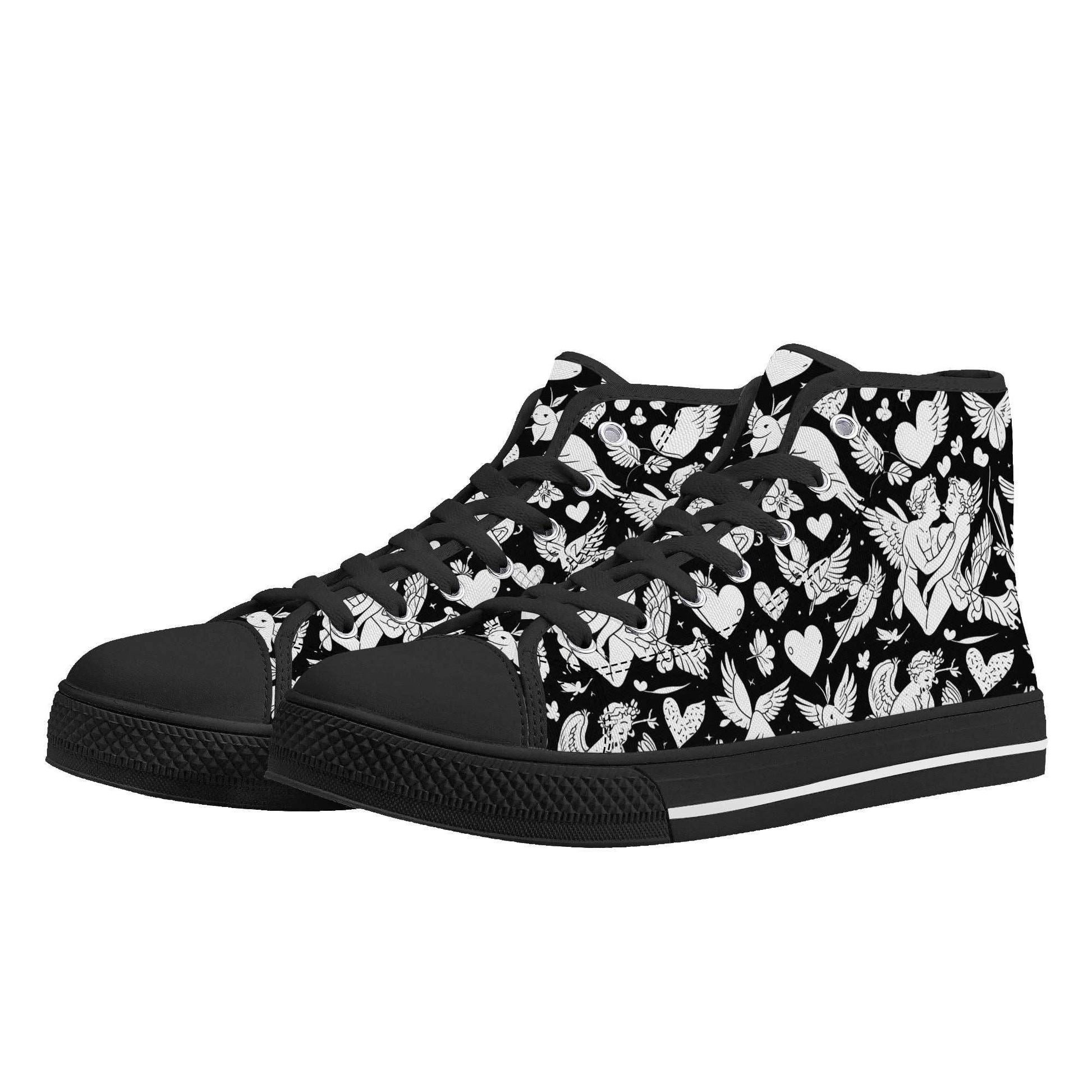 Abstract Love Women's High Top Canvas Shoes - DeRose Seasonal