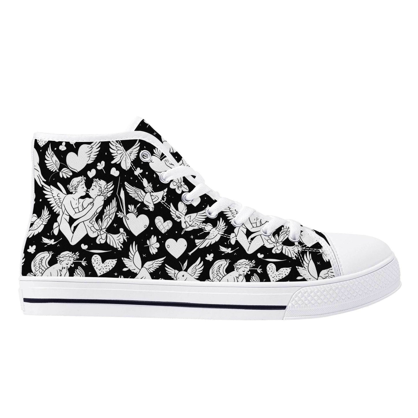 Abstract Love Women's High Top Canvas Shoes - DeRose Seasonal