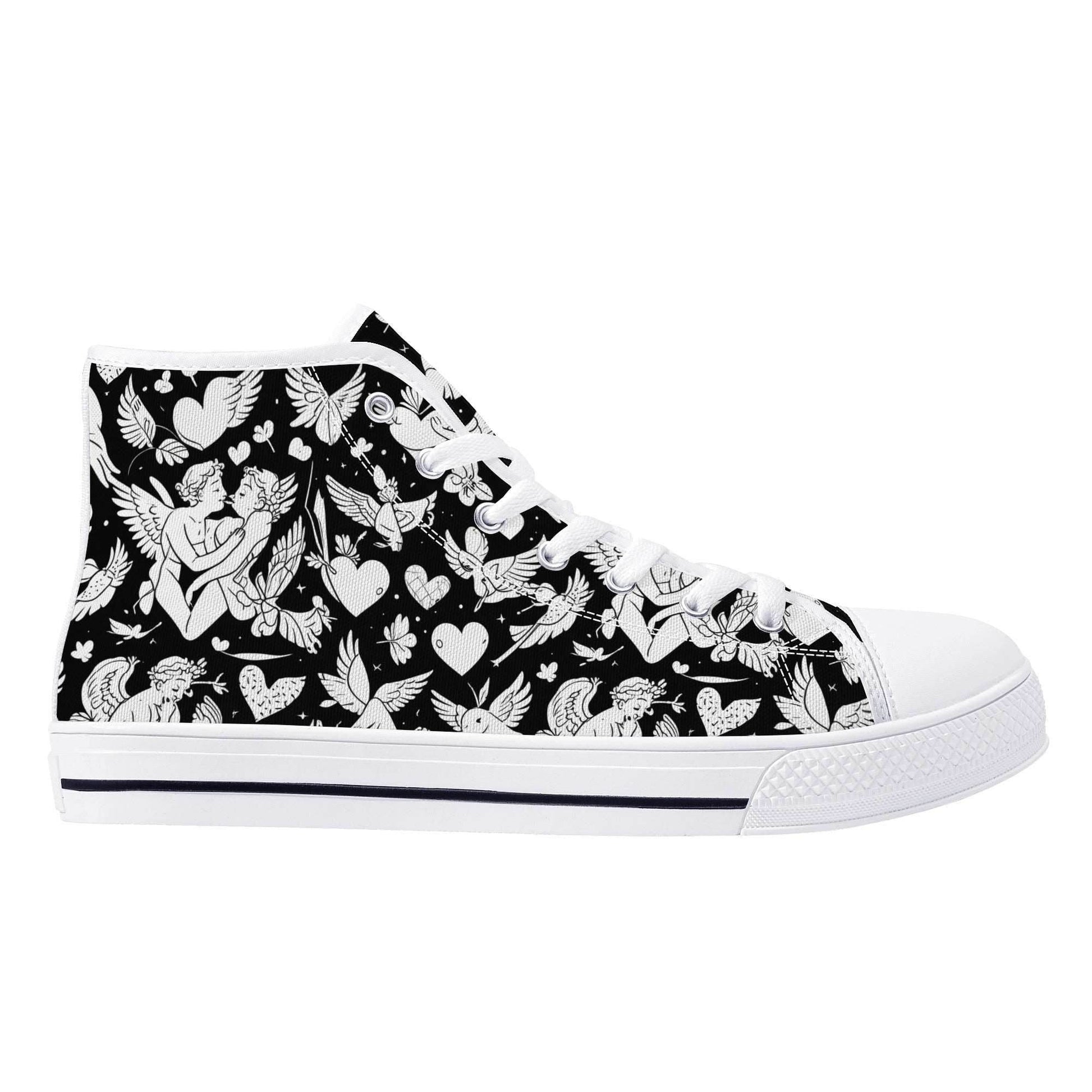 Abstract Love Women's High Top Canvas Shoes - DeRose Seasonal