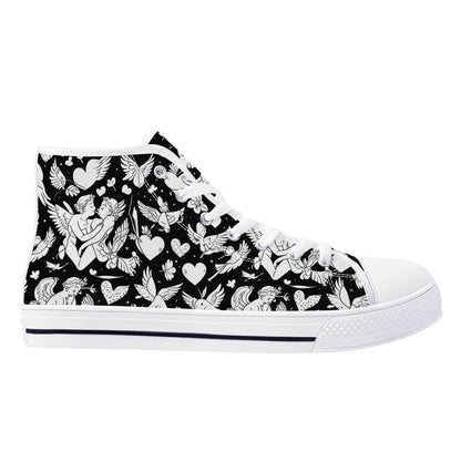 Abstract Love Women's High Top Canvas Shoes - DeRose Seasonal