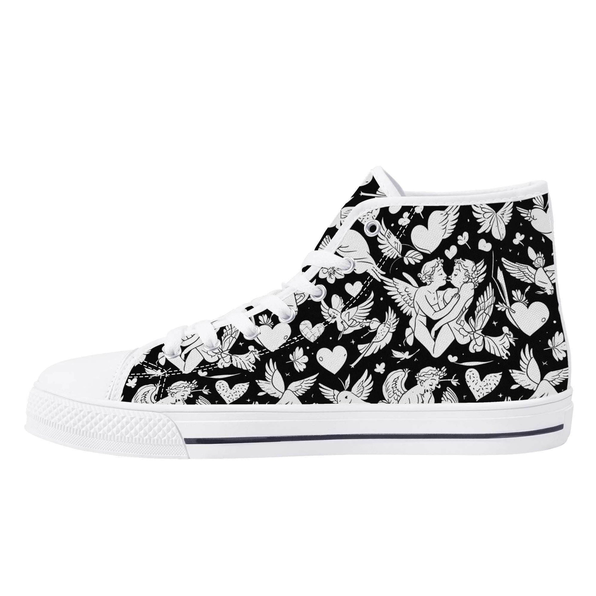 Abstract Love Women's High Top Canvas Shoes - DeRose Seasonal