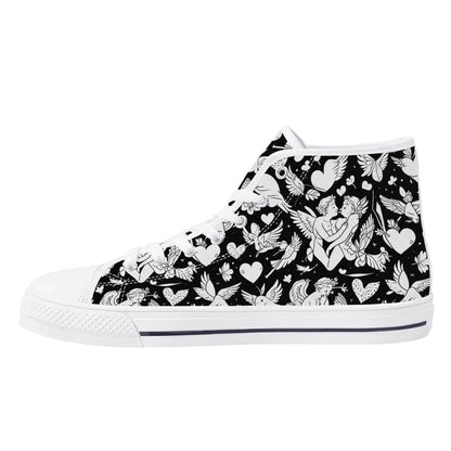 Abstract Love Women's High Top Canvas Shoes - DeRose Seasonal