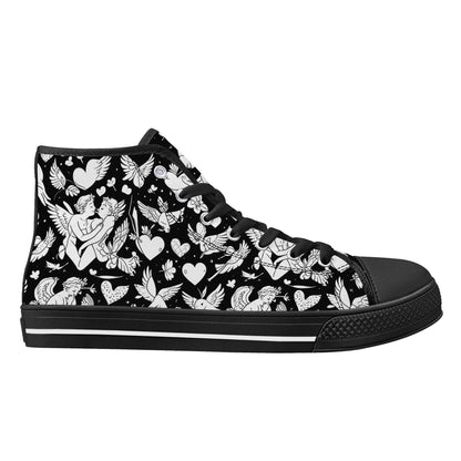 Abstract Love Women's High Top Canvas Shoes - DeRose Seasonal