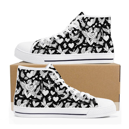 Abstract Love Women's High Top Canvas Shoes - DeRose Seasonal