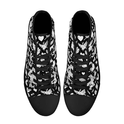 Abstract Love Women's High Top Canvas Shoes - DeRose Seasonal