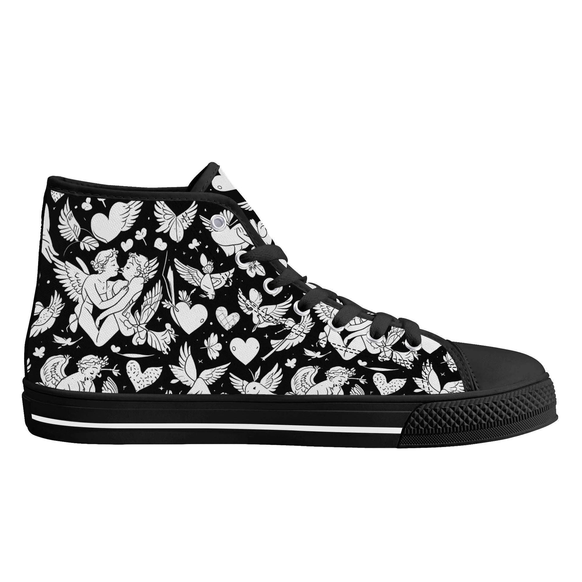 Abstract Love Women's High Top Canvas Shoes - DeRose Seasonal