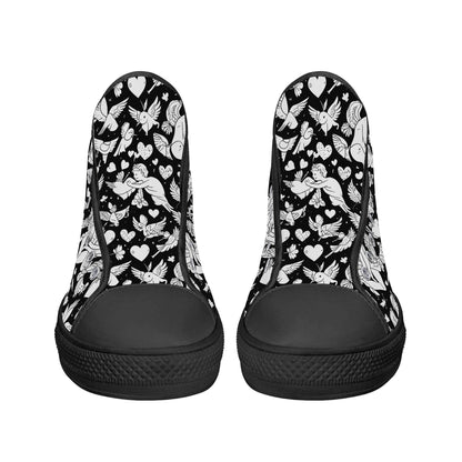 Abstract Love Women's High Top Canvas Shoes - DeRose Seasonal