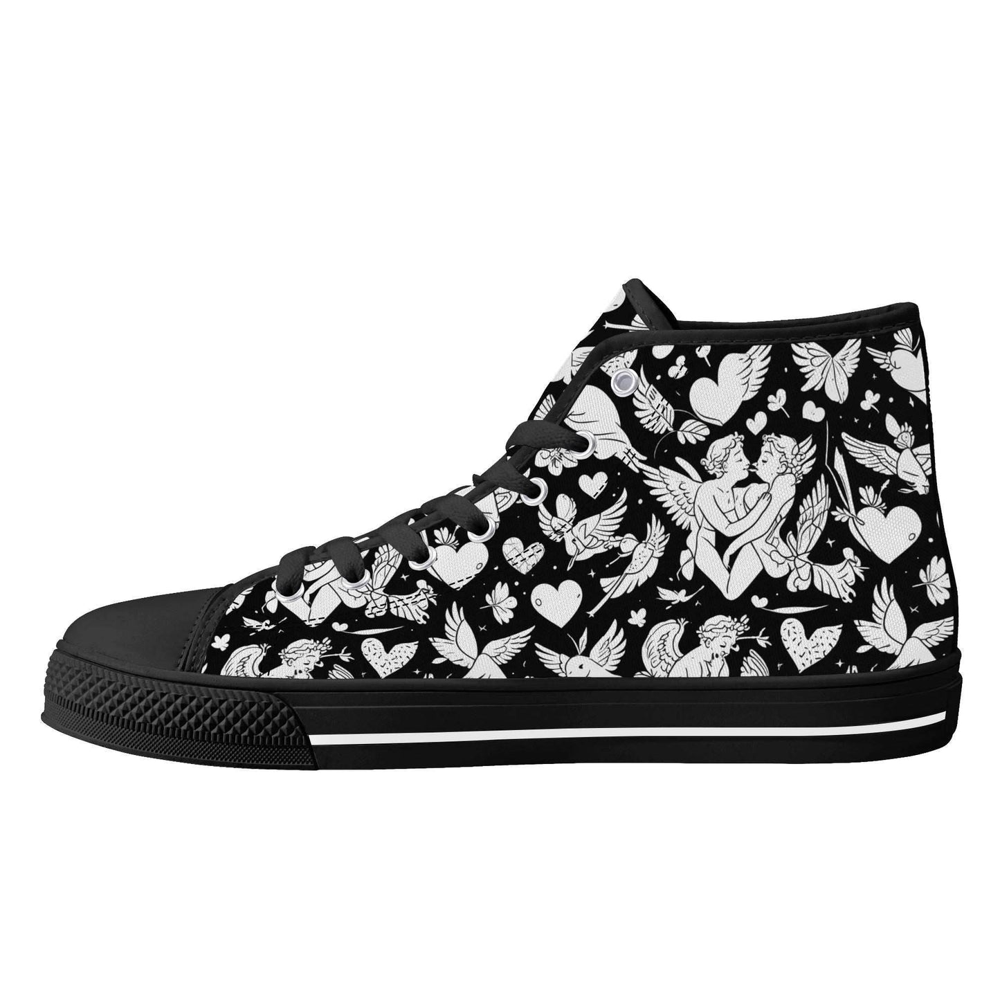 Abstract Love Women's High Top Canvas Shoes - DeRose Seasonal