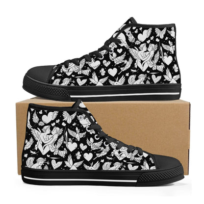 Abstract Love Women's High Top Canvas Shoes - DeRose Seasonal