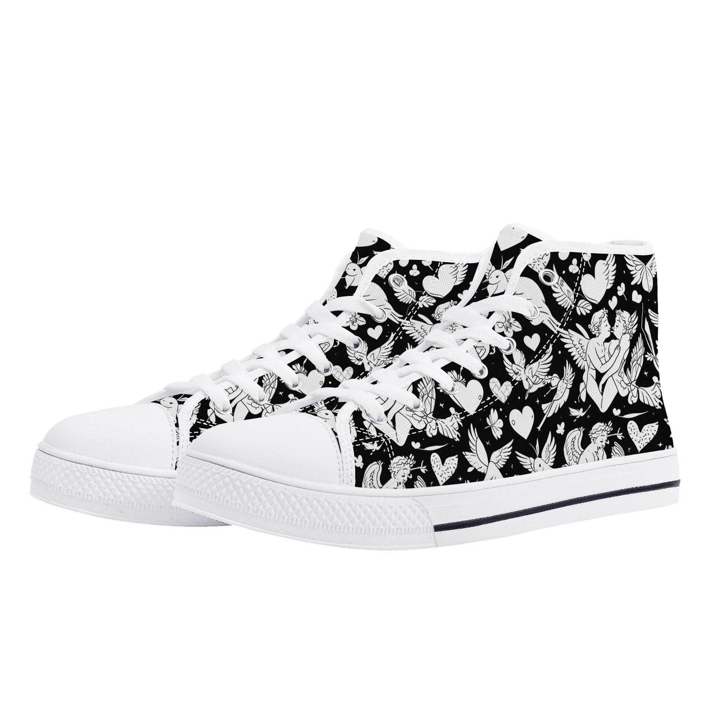 Abstract Love Women's High Top Canvas Shoes - DeRose Seasonal