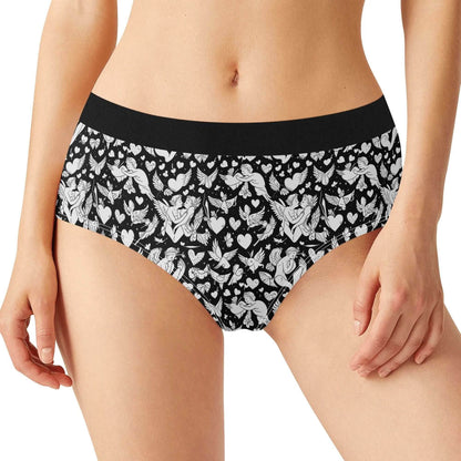 Abstract Love Women's Mid Waisted Briefs - DeRose Seasonal