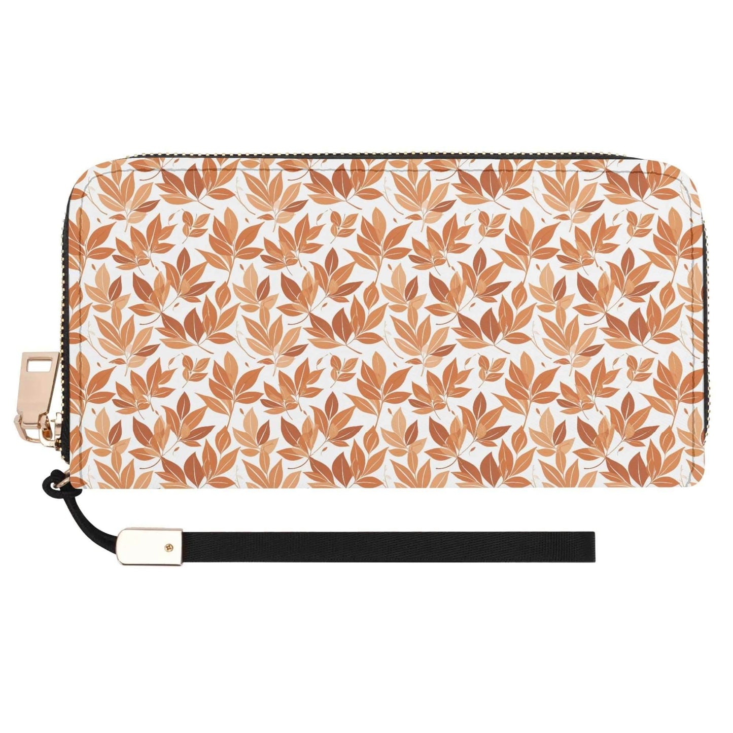 Autumn Leaves Women's Leather Zipper Wristlet Wallet - DeRose Seasonal