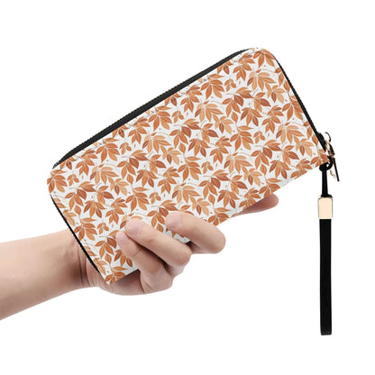 Autumn Leaves Women's Leather Zipper Wristlet Wallet - DeRose Seasonal